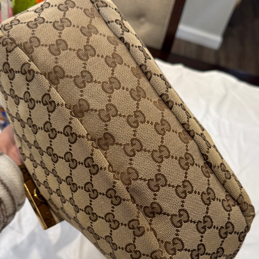 Authentic Gucci Brown Monogram Tote Bag - Picture 9 of 14